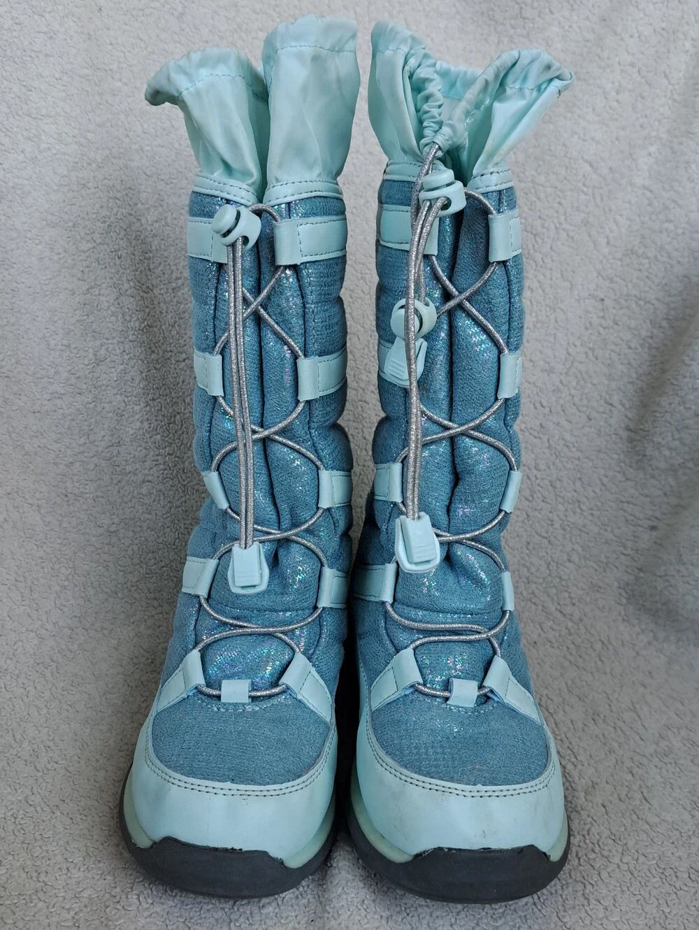 Lands' End Kids Light Blue Shimmer Snow Boots
